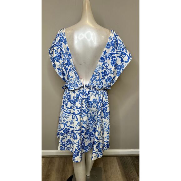 Carolina Herrera Floral Ruffled Minidress in Bluebell Multi US 10 $1990 - Picture 9 of 12